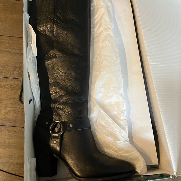 Ralph Lauren black heeled boots. - Picture 2 of 8